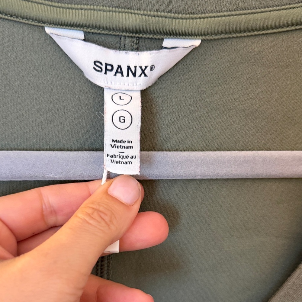 Spanx Air Essentials Olive Green V-Neck Pullover - image 2